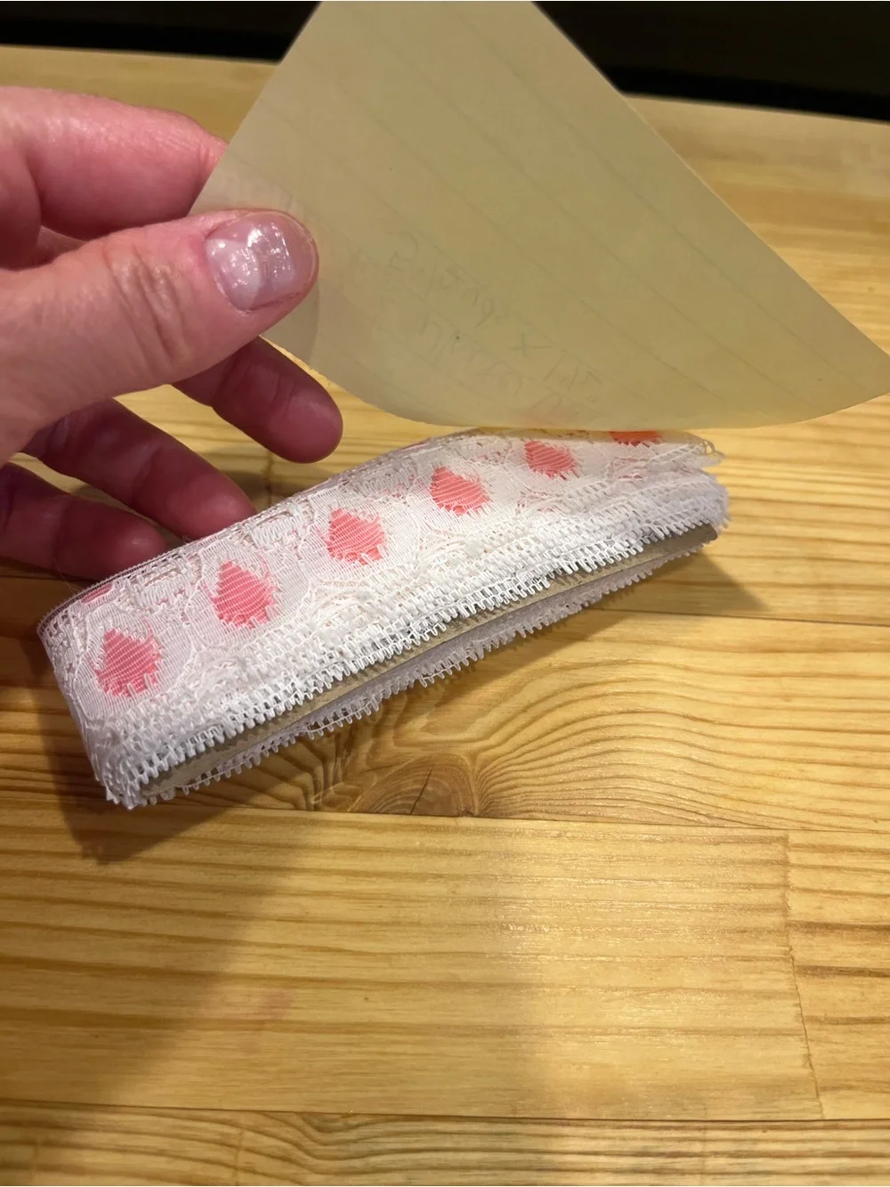 White Lace Trim with Pink Accent
